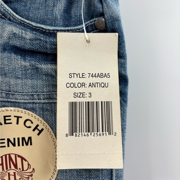 Deadstock Vintage Y2K 2000s midi blue jean raw hem fringe denim skirt sz 29 NWT - Picture 6 of 16